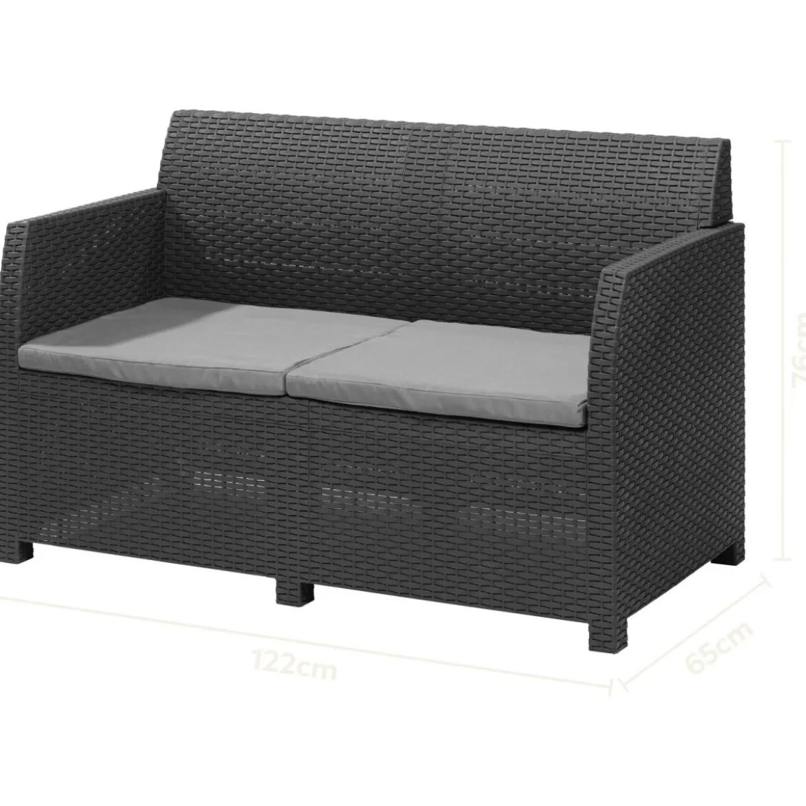 LIVARNO home Loungeset mit Tisch, 4-teilig, Kunststoff, anthrazit - B-Ware neuwertig