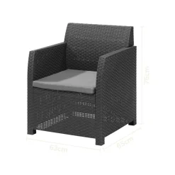 LIVARNO home Loungeset mit Tisch, 4-teilig, Kunststoff, anthrazit - B-Ware neuwertig