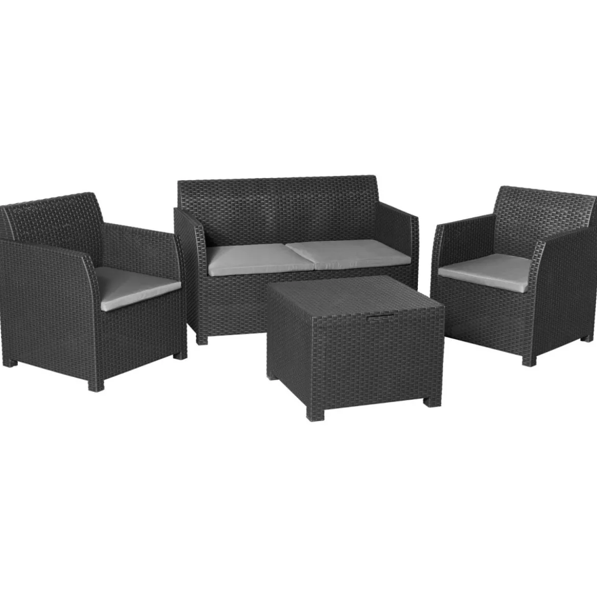 LIVARNO home Loungeset mit Tisch, 4-teilig, Kunststoff, anthrazit - B-Ware sehr gut