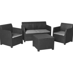 LIVARNO home Loungeset mit Tisch, 4-teilig, Kunststoff, anthrazit - B-Ware Transportschaden Kosmetisch