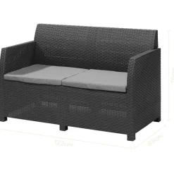 LIVARNO home Loungeset mit Tisch, 4-teilig, Kunststoff, anthrazit - B-Ware Transportschaden Kosmetisch