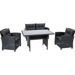 LIVARNO home Lounge-Set, 4-teilig, mit Kissen, anthrazit - B-Ware neuwertig