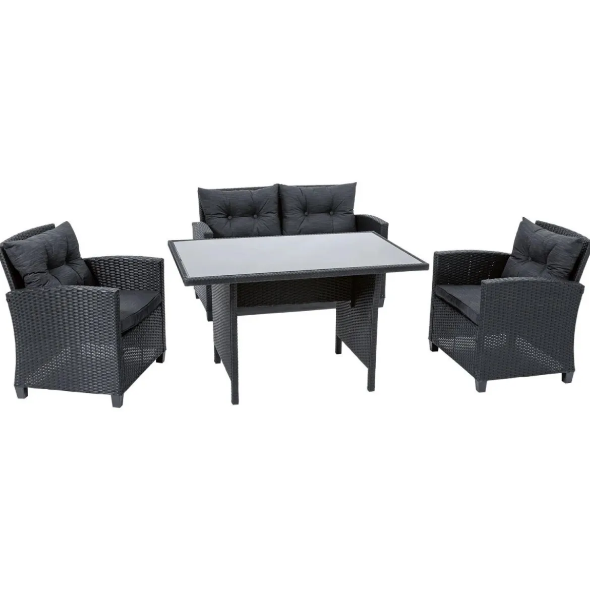 LIVARNO home Lounge-Set, 4-teilig, mit Kissen, anthrazit - B-Ware neuwertig