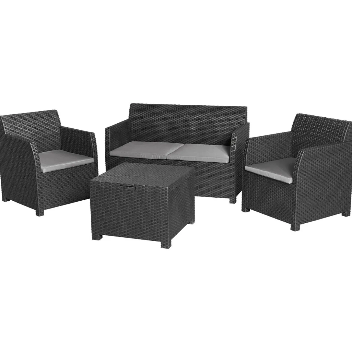 LIVARNO home Loungeset, 4-teilig, Pre Zero, anthrazit/grau - B-Ware sehr gut