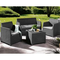 LIVARNO home Loungeset, 4-teilig, Pre Zero, anthrazit/grau - B-Ware sehr gut