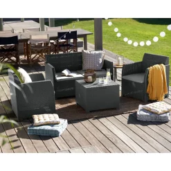 LIVARNO home Loungeset, 4-teilig, Pre Zero, anthrazit/grau - B-Ware sehr gut