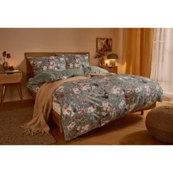 LIVARNO home Mikrofaser-Satin-Bettwäsche, 220 x 240 cm, 70 x 90 cm, Fasan - B-Ware neuwertig