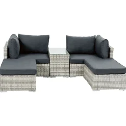 LIVARNO HOME Multifunktions-Loungegruppe Geflecht, 5-teilig, hellgrau - B-Ware neuwertig