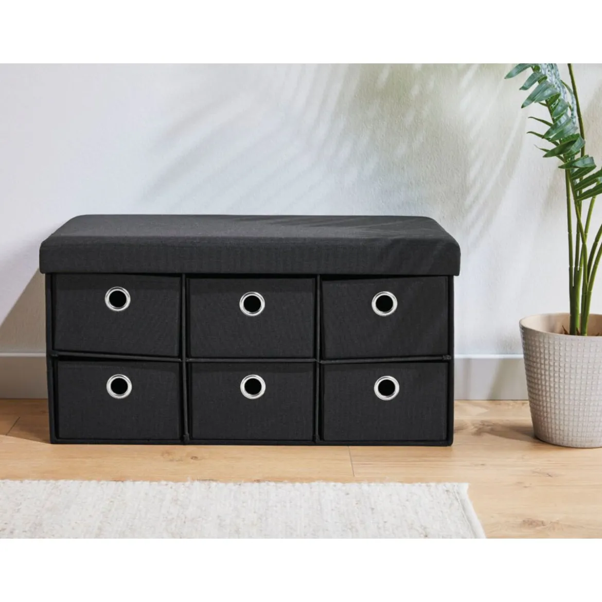 LIVARNO HOME Sitztruhe, mit 6 Schubladen (Schwarz) - B-Ware neuwertig