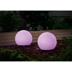 LIVARNO home Solar-Außendeko mit 9 Leuchtmodi Solar-Deko außen mit 9 Leuchtmodi (Außendeko Solar 2er Ball) - B-Ware neuwertig