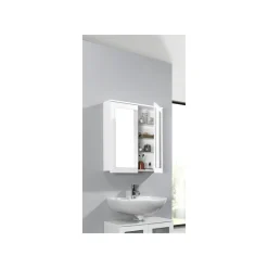 LIVARNO home Spiegelschrank Basel, mit 6 Glas-Einlegeböden, weiß - B-Ware Transportschaden