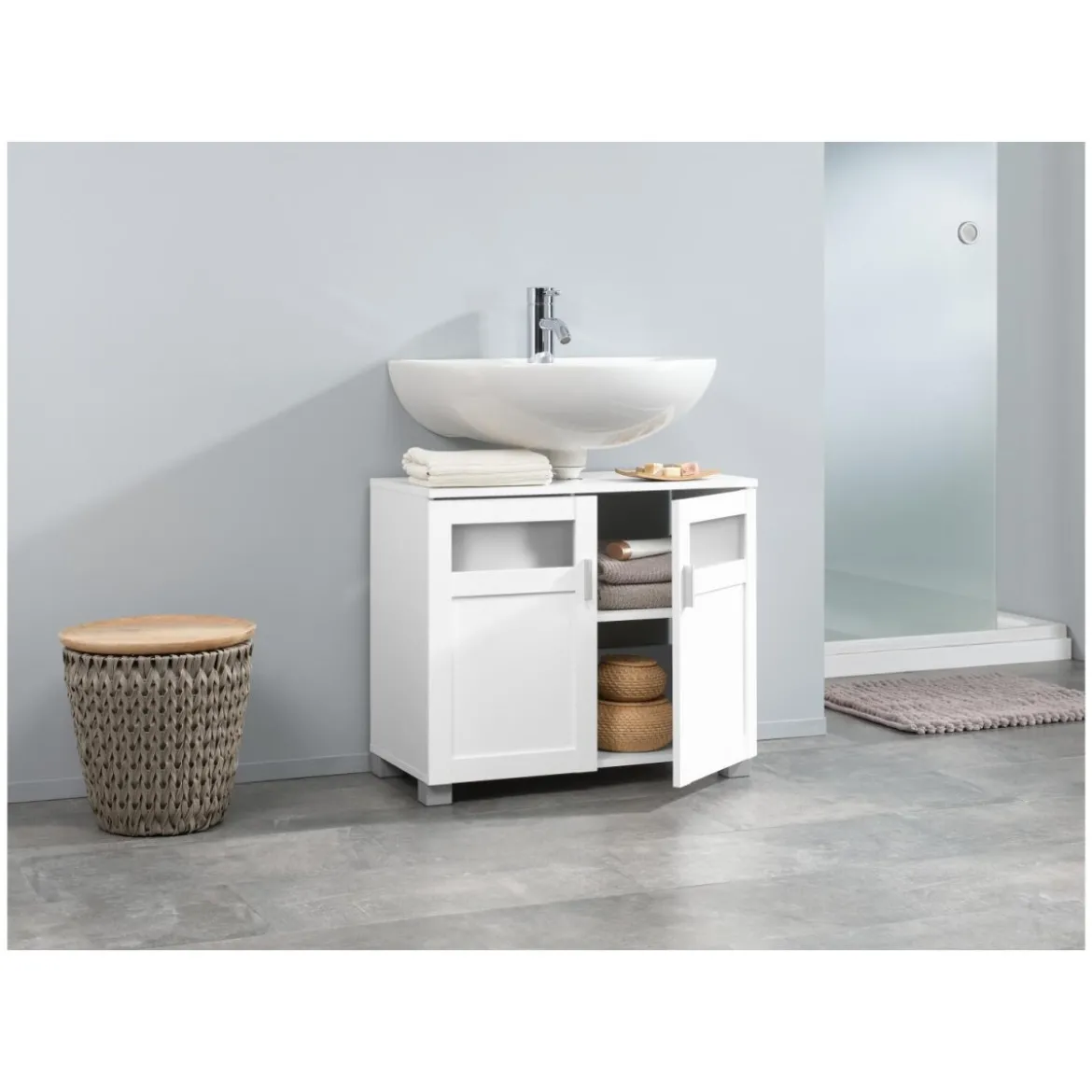 LIVARNO home Waschbeckenunterschrank »Basel«, mit Siphonausschnitt - B-Ware