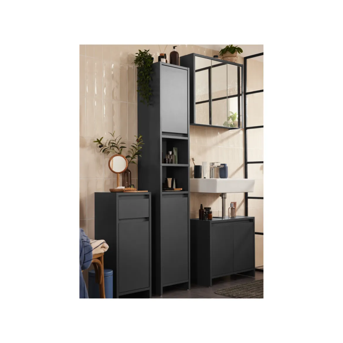 LIVARNO home Waschbeckenunterschrank »Oslo«, mit 2 Türen, anthrazit - B-Ware