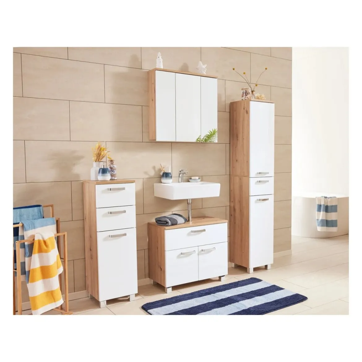 LIVARNO home Waschbeckenunterschrank »Palermo«, mit Siphonausschnitt - B-Ware neuwertig