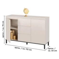 LIVARNO® Kommode mit 2 Türen und 3 Schubladen, Kaschmirgrau - B-Ware sehr gut