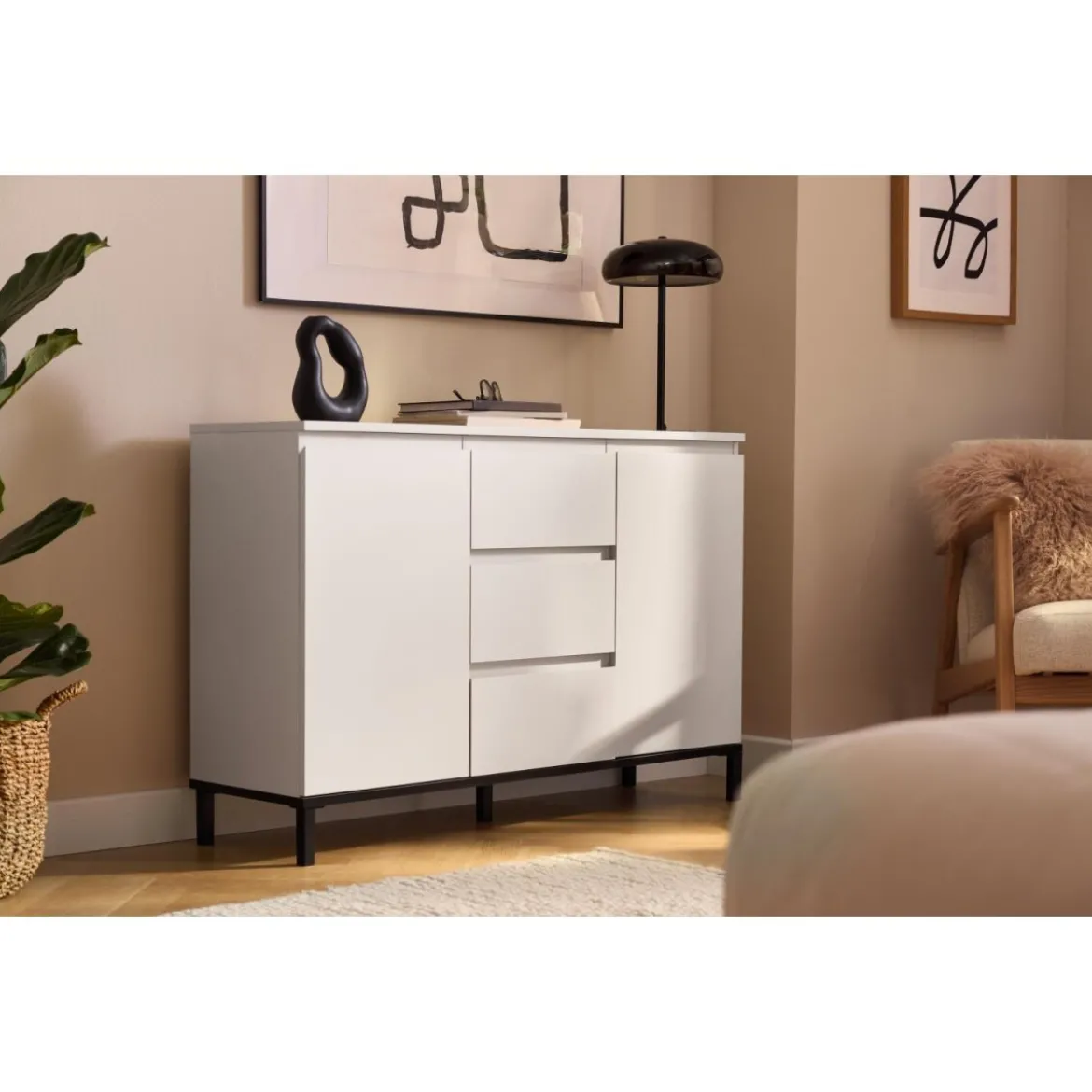 LIVARNO® Kommode mit 2 Türen und 3 Schubladen, Kaschmirgrau - B-Ware sehr gut