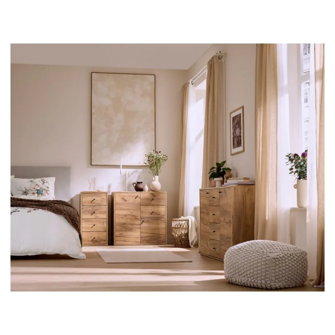 LIVARNO® Kommode mit 2 Türen und 4 Schubladen Verona, Eiche Wotan - B-Ware neuwertig