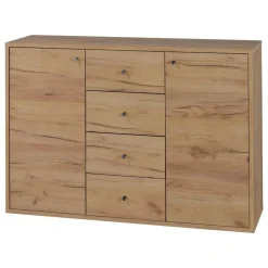 LIVARNO® Kommode mit 2 Türen und 4 Schubladen Verona, Eiche Wotan - B-Ware neuwertig