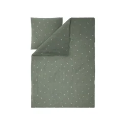 LIVARNO® Musselin-Bettwäsche, 135 x 200 cm, Blumen/grün - B-Ware neuwertig
