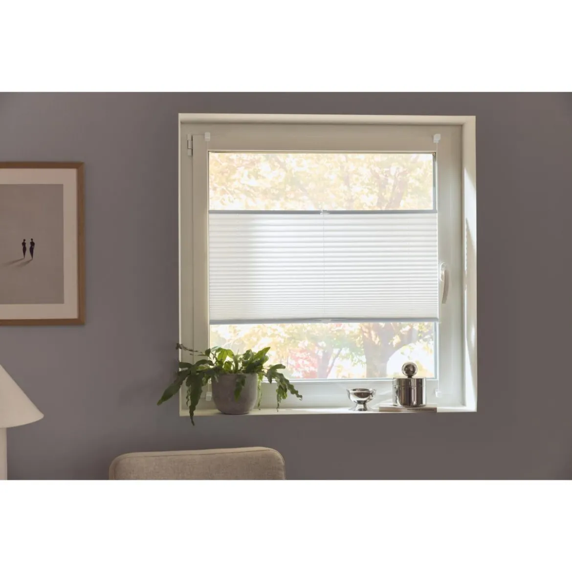 LIVARNO® Plissee Rollo, für Fenster, Montage ohne Bohren, 100 x 130 cm - B-Ware