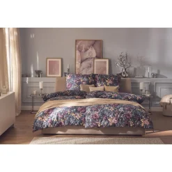 LIVARNO® Renforcé-Bettwäsche, 135 x 200 cm,Blumen/anthrazit - B-Ware neuwertig
