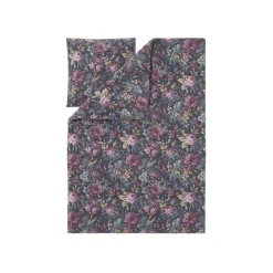 LIVARNO® Renforcé-Bettwäsche, 135 x 200 cm,Blumen/anthrazit - B-Ware neuwertig