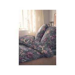 LIVARNO® Renforcé-Bettwäsche, 135 x 200 cm,Blumen/anthrazit - B-Ware neuwertig