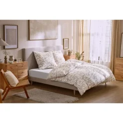 LIVARNO® Satin-Bettwäsche, 135 x 200 cm (Blumen/weiß) - B-Ware neuwertig