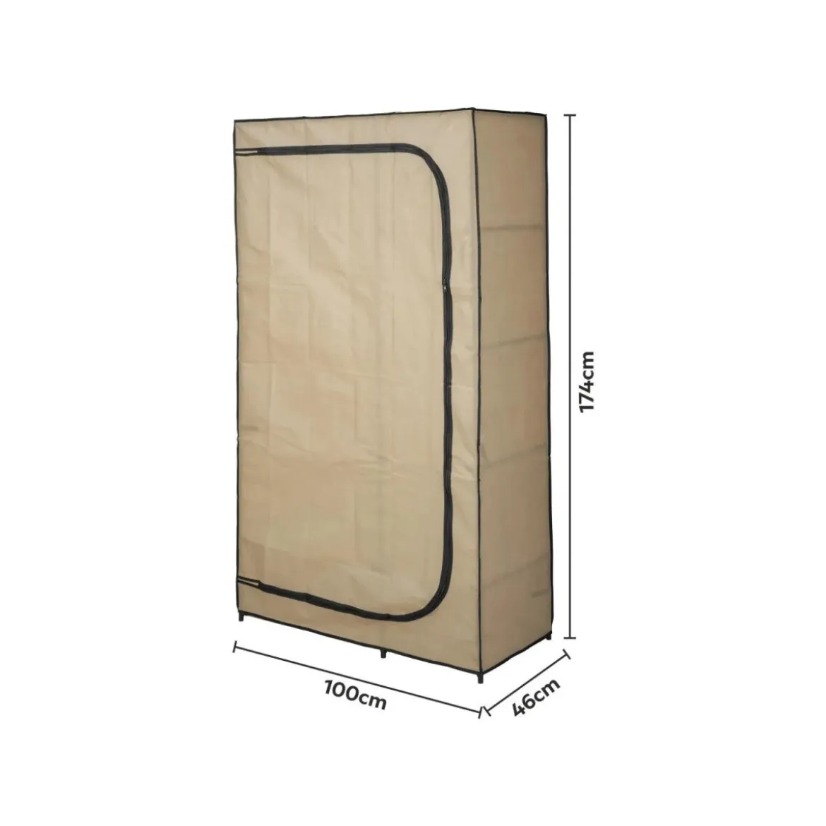 LIVARNO® Textilkleiderschrank, anthrazit, beige - B-Ware