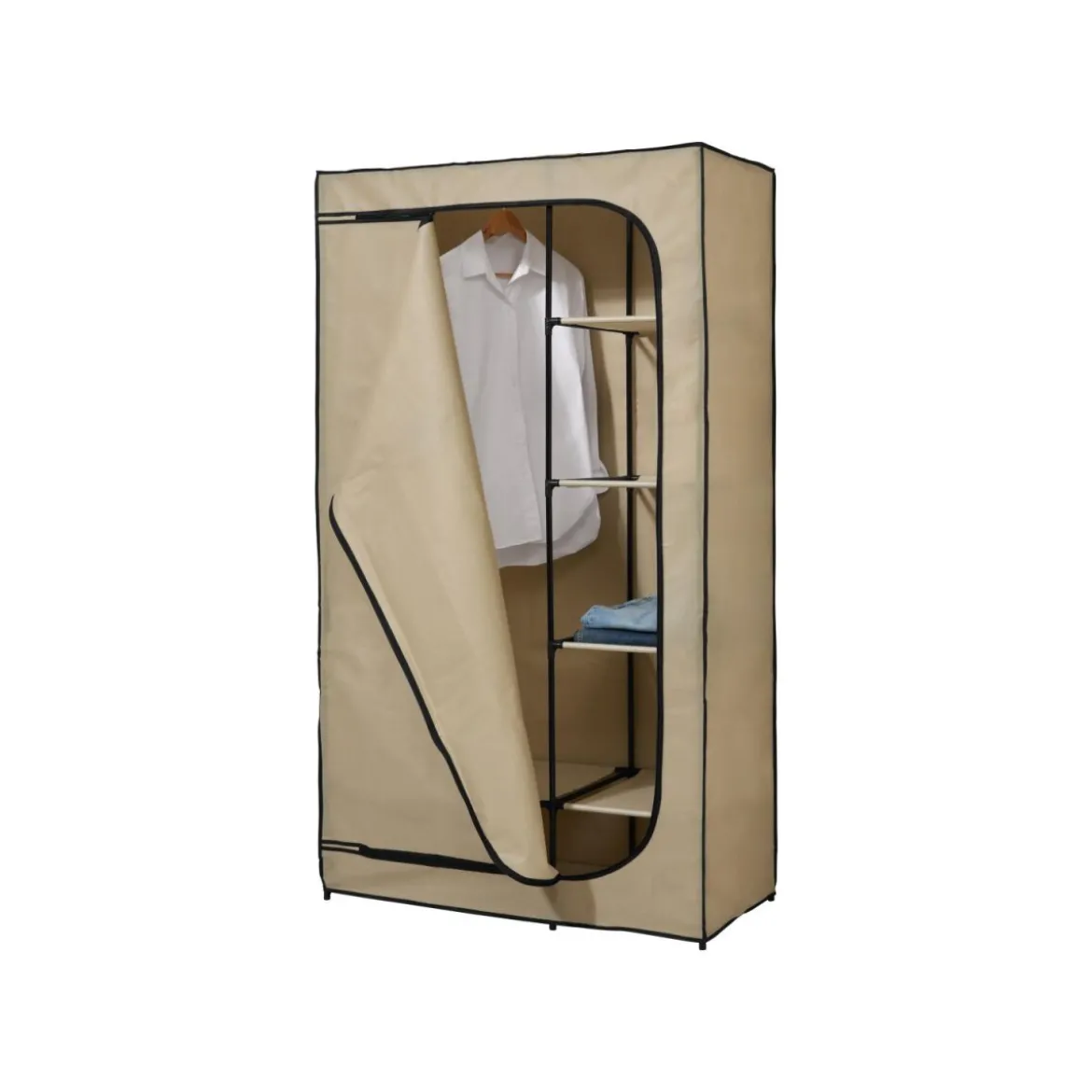 LIVARNO® Textilkleiderschrank, anthrazit, beige - B-Ware