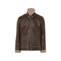 LIVERGY® Herren Bikerjacke, mit warmem Lammfellimitat (braun, XL(56/58)) - B-Ware neuwertig