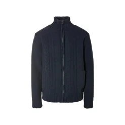 LIVERGY® Herren Grobstrickjacke, mit Zopfstrickmuster (navy, L(52/54)) - B-Ware neuwertig