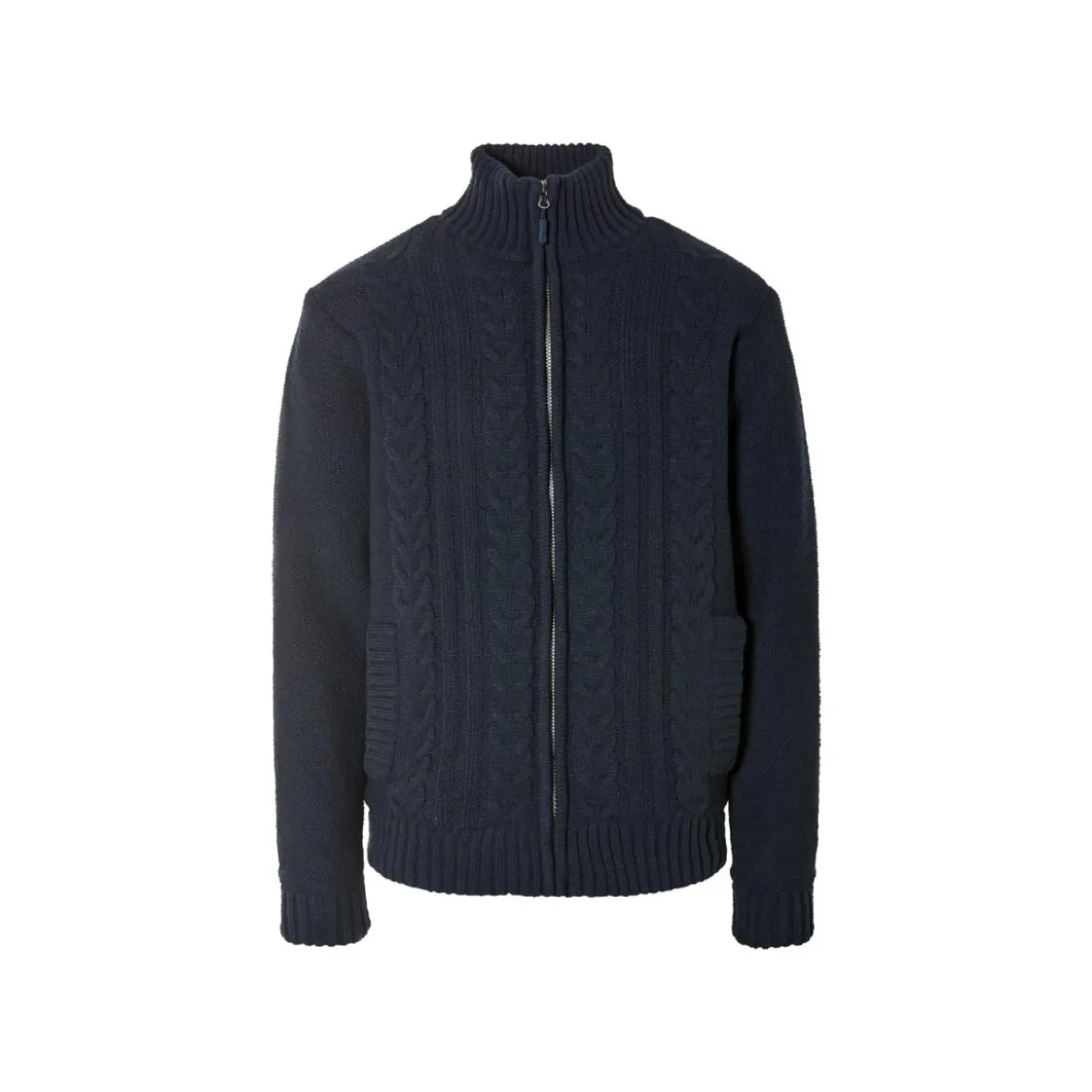 LIVERGY® Herren Grobstrickjacke, mit Zopfstrickmuster (navy, L(52/54)) - B-Ware neuwertig