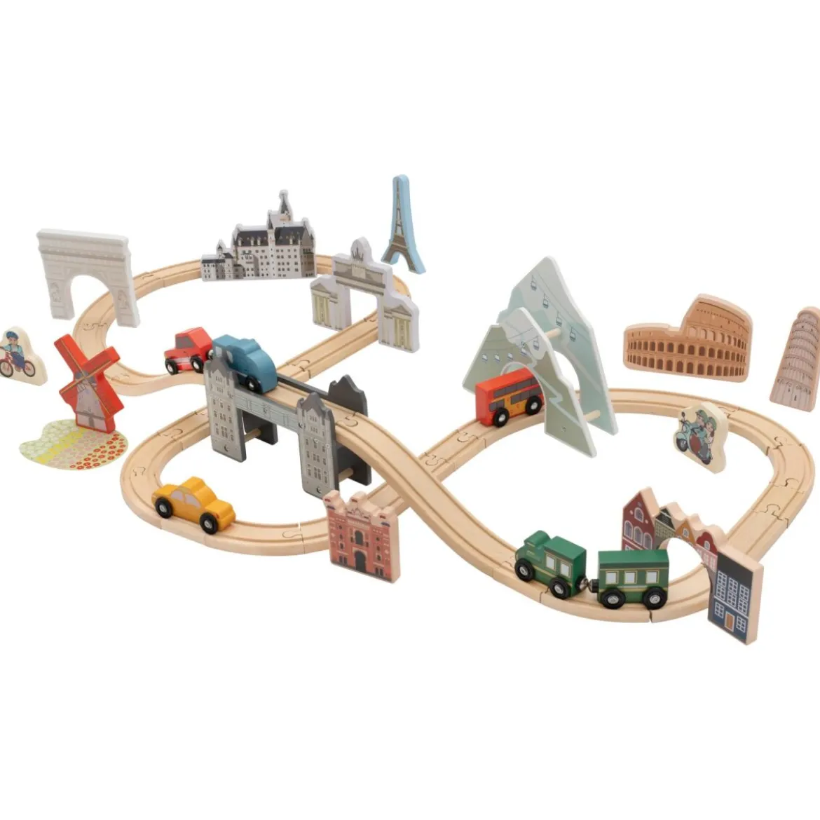 lupilu® Holzeisenbahn-Set, Europareise - B-Ware neuwertig