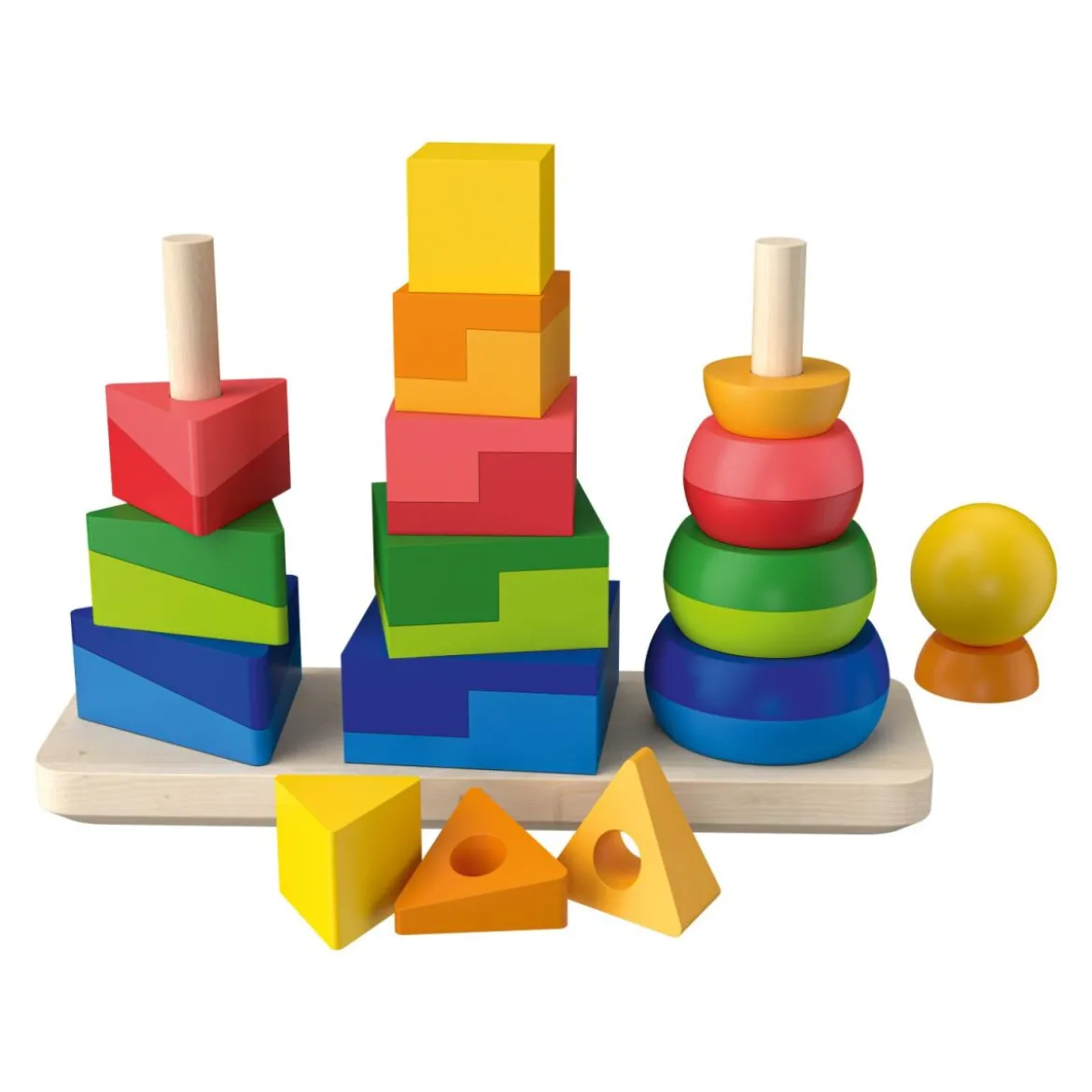 LUPILU® Regenbogen-Stapelwürfel / Regenbogen-Legespiel / Regenbogen-Stecktürme / Mosaik-Spiel (Steckturmblock) - B-Ware neuwertig