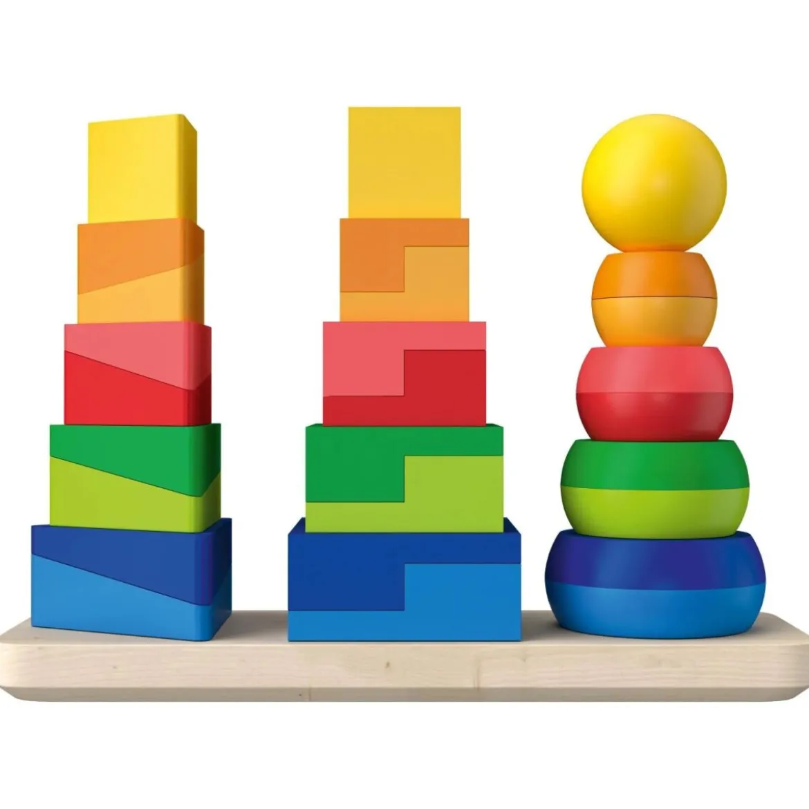 LUPILU® Regenbogen-Stapelwürfel / Regenbogen-Legespiel / Regenbogen-Stecktürme / Mosaik-Spiel (Steckturmblock) - B-Ware neuwertig