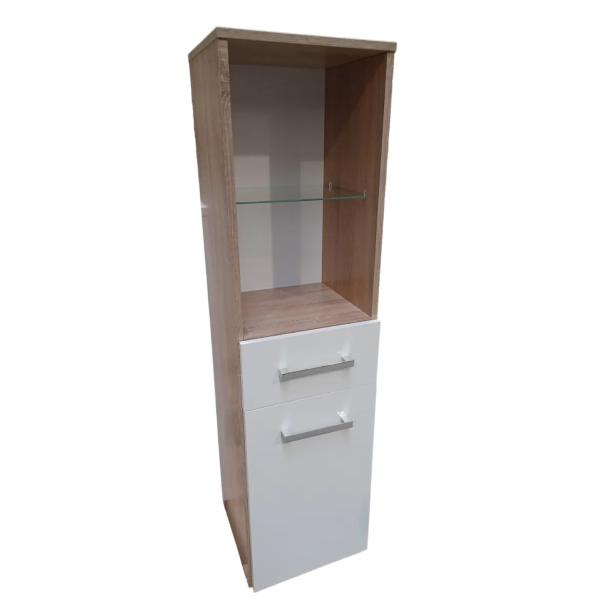 Midischrank Torino, mit 1 Schubladen, weiß/braun - B-Ware Transportschaden Kosmetisch