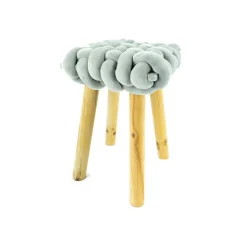 NOOR Living Sitzhocker, in geflochtener Samtoptik (quadratisch (33x33cm), grau) - B-Ware neuwertig