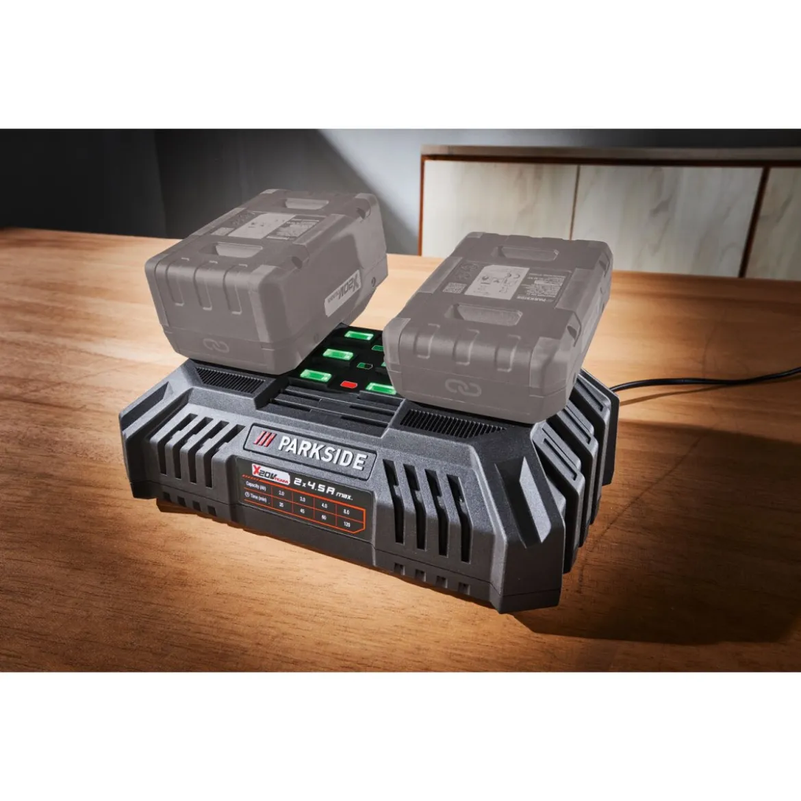 PARKSIDE® 20V Akku-Doppelladegerät »PDSLG 20 B1«, 2x 4,5 A - B-Ware sehr gut