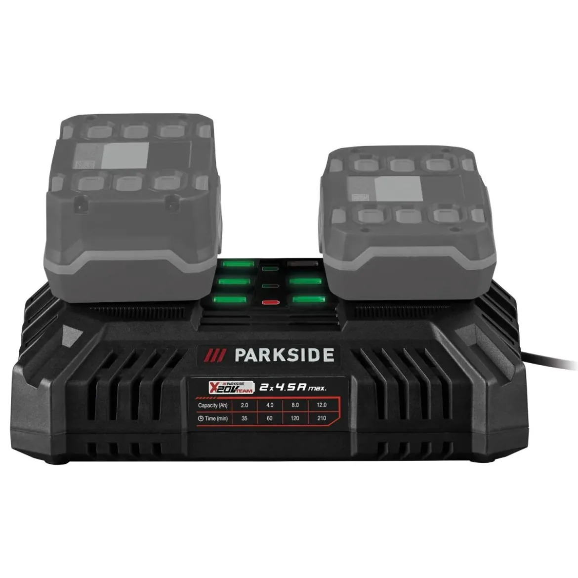 PARKSIDE® 20 V / 2 x 4,5 A Akku-Doppelladegerät PDSLG 20 B1, ohne Akku - B-Ware