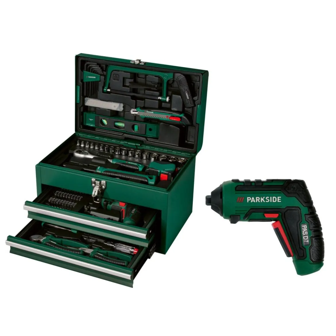 PARKSIDE® Werkzeugkoffer mit 4 V - Akkuschrauber »PWBM A1«, 92-teilig - B-Ware