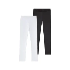 pepperts Kinder Mädchen Leggings, 2 Stück, mit bequemem Gummizugbund (schwarz/weiß, 158/164) - B-Ware sehr gut