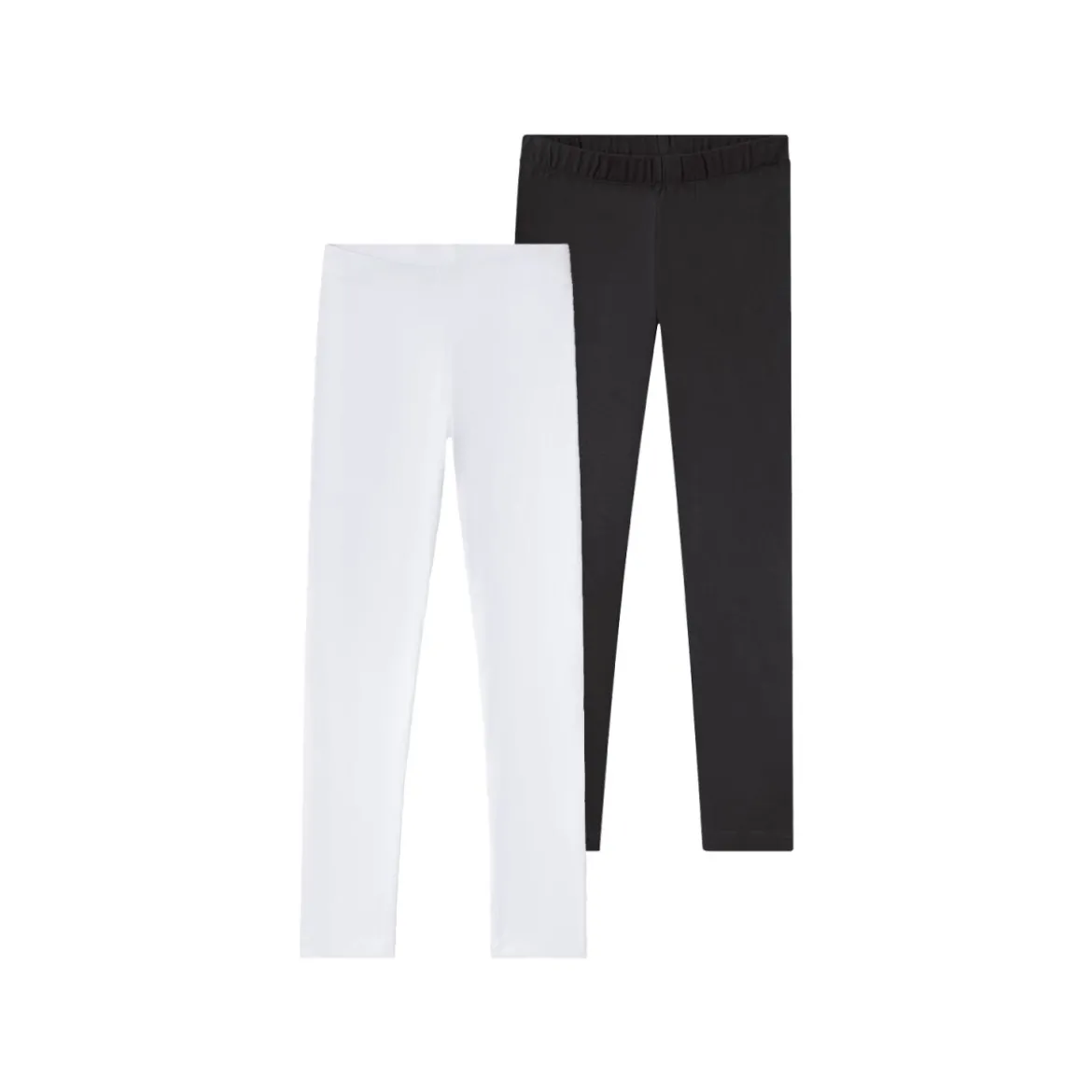 pepperts Kinder Mädchen Leggings, 2 Stück, mit bequemem Gummizugbund (schwarz/weiß, 158/164) - B-Ware sehr gut