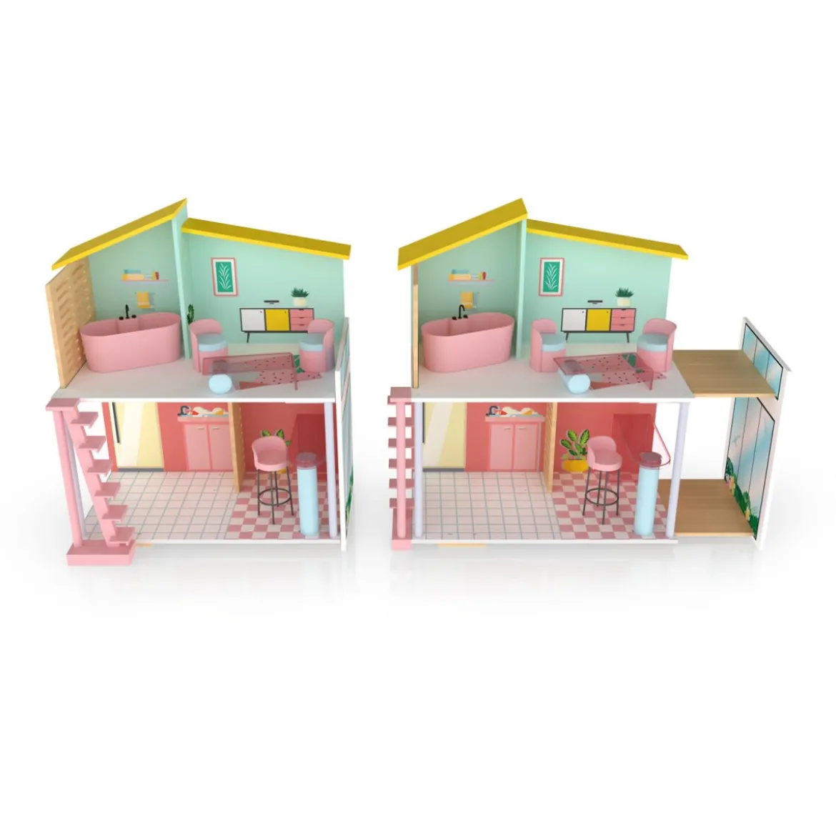 PLAYTIVE Holz Fashion Doll Puppenhaus, 8-teilig - B-Ware sehr gut