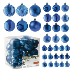 PREXTEX 36-teiliges Weihnachtskugeln-Set, blau - B-Ware sehr gut