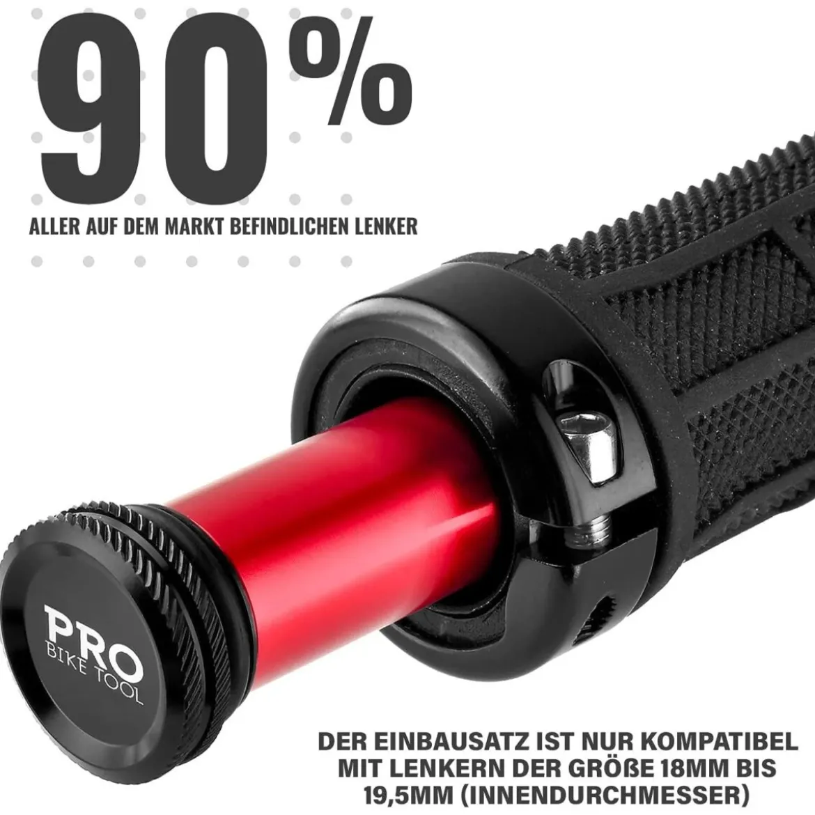 PRO BIKE TOOL Tubeless Fahrradreifen-Reparaturset - Lenkereinsatz - für MTB- und Rennradreifen, rot - B-Ware neuwertig
