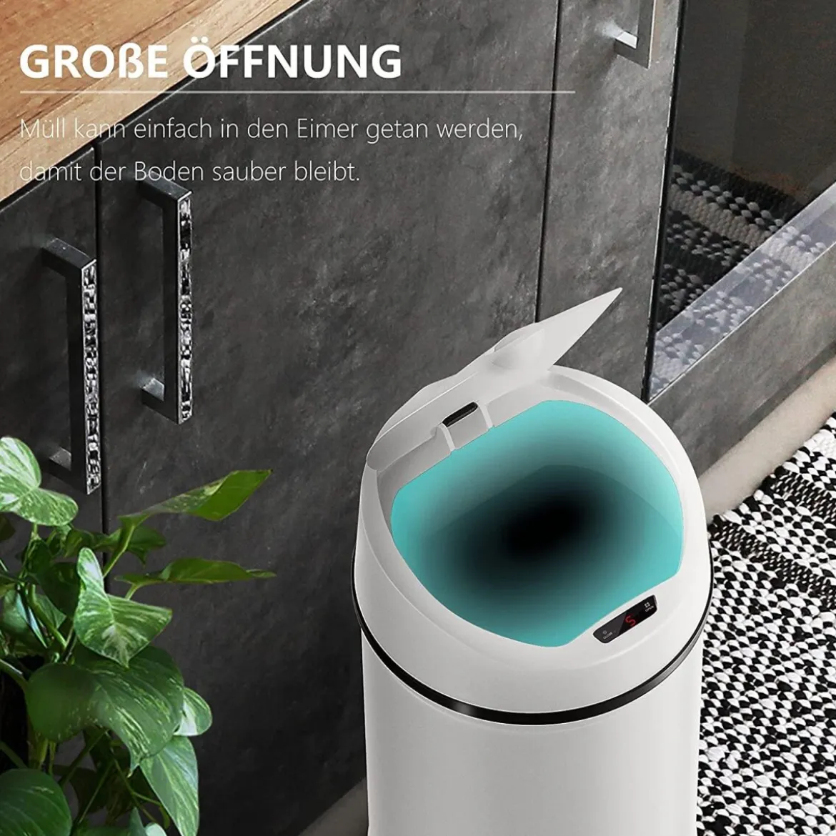 Ribelli Automatik-Mülleimer, mit Sensor, 50L, weiß - B-Ware Transportschaden Kosmetisch