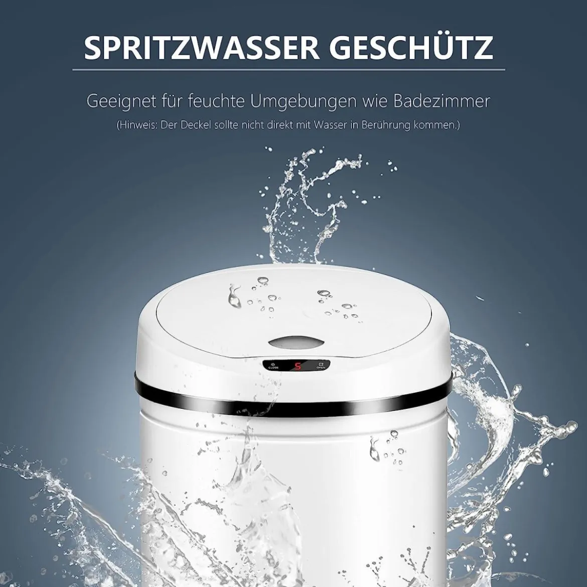 Ribelli Automatik-Mülleimer, mit Sensor, 50L, weiß - B-Ware Transportschaden Kosmetisch
