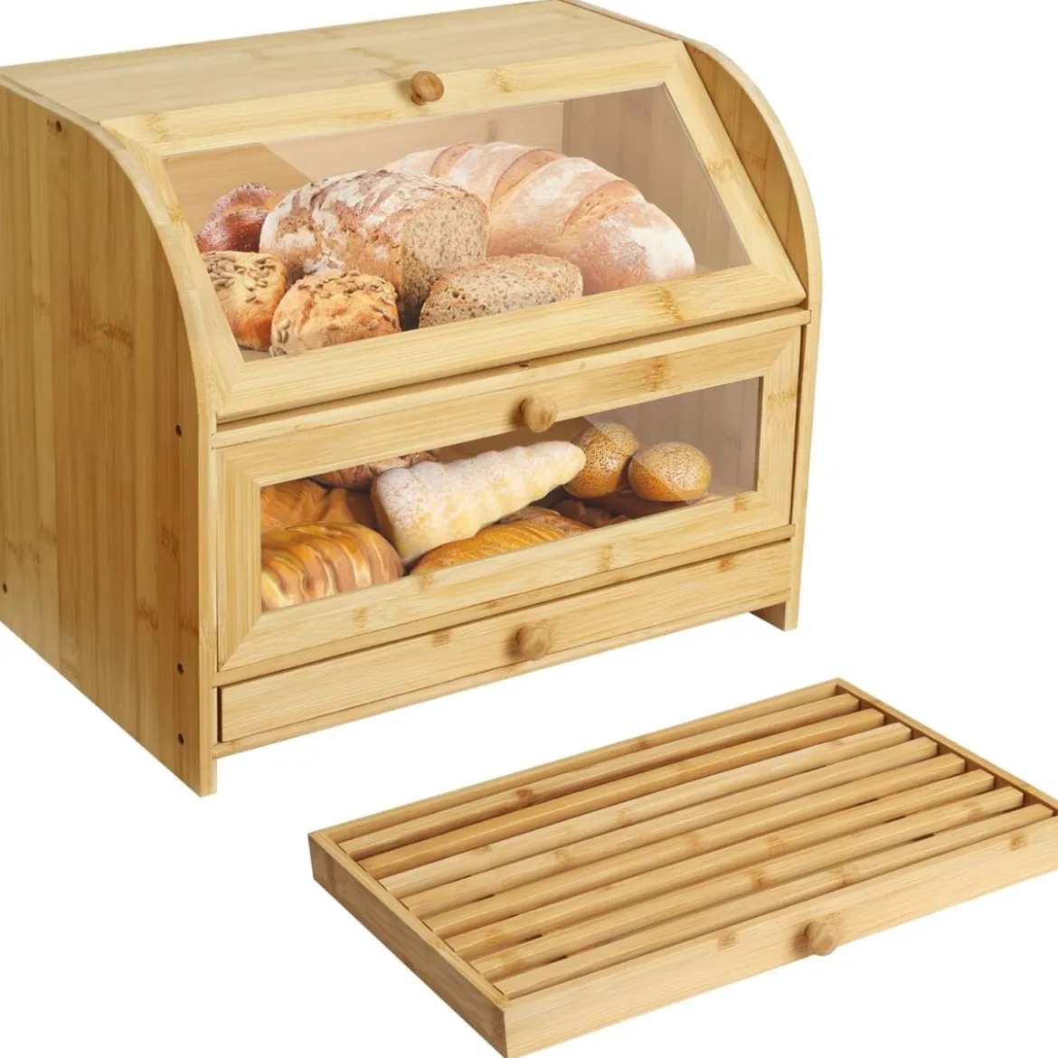 Ribelli Brotkasten, mit 2 Etagen und Schublade, bambus - B-Ware sehr gut