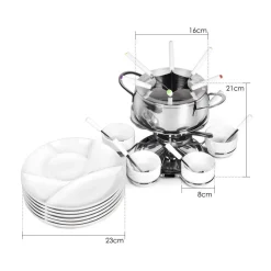 Ribelli Fondue SET 28 PCS Fondueset, Edelstahl, 16 cm Durchmesser - B-Ware